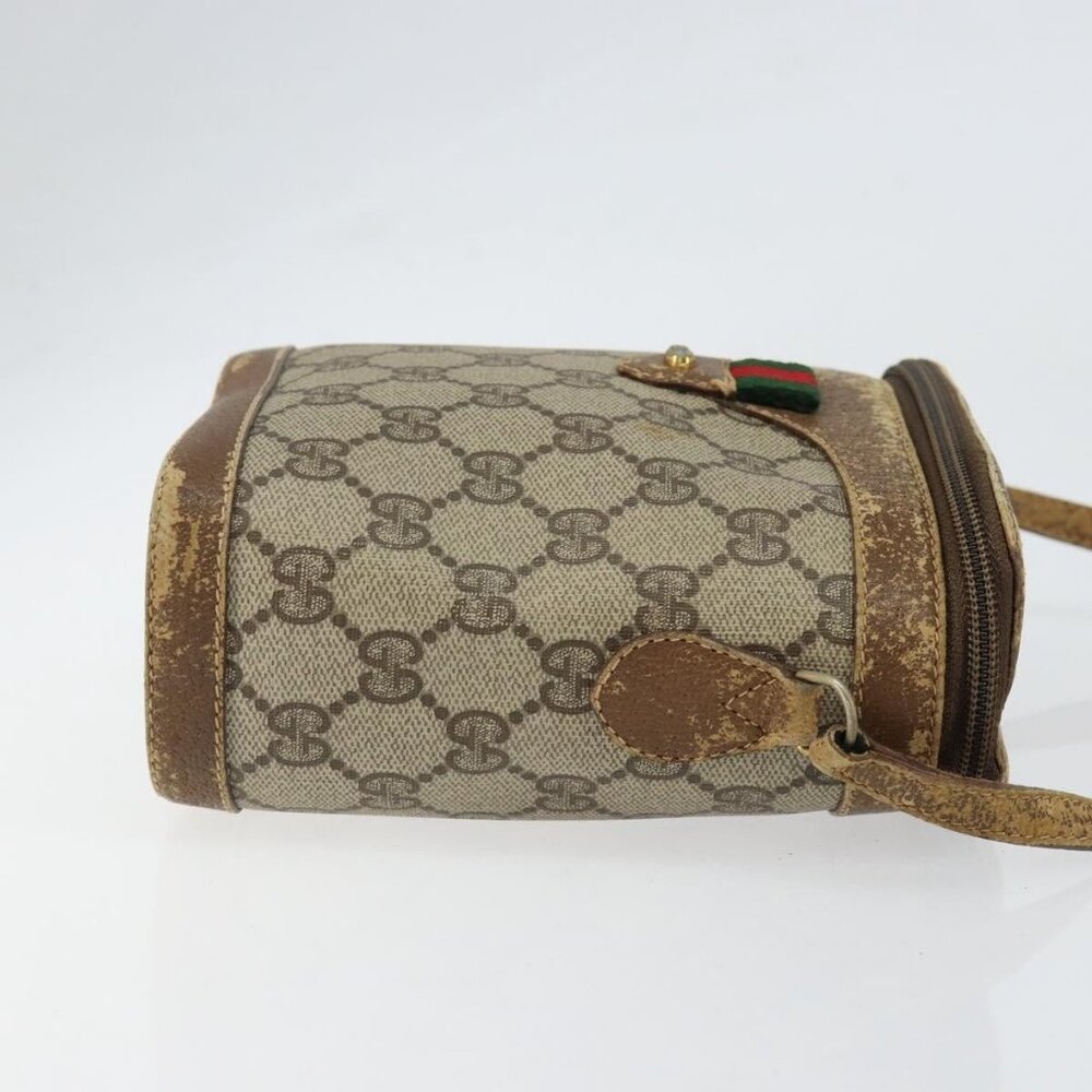 GUCCI GG Supreme Web Sherry Line Bag PVC Beige Gold 904 02 070 Auth 152352 - Picture 4 of 16